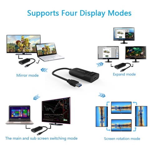 WAVLINK Adaptador de video universal USB 3.0 a HDMI, chips Displaylink  soporta hasta 6 pantallas de monitor, compatible con Windows, MacOS, Ubuntu