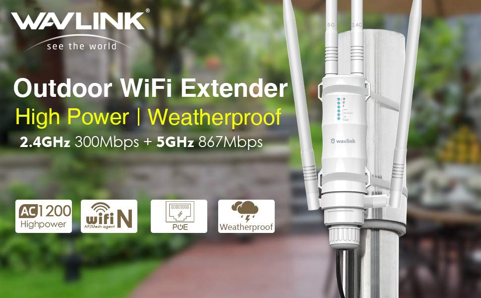 Wavlink AC1200 Amplificateur WiFi/Repeteur Puissant Exterieur en Charge  Poe/Dual-Band 2.4+5G/4 Antenne WiFi Longue Portée(2 Gigabit PoE  WAN/LAN-Port) : : Informatique